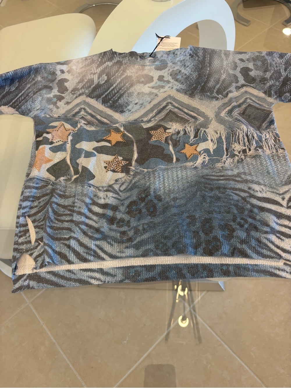 Made in Italy Shimmery Blue Knit Top - Picture 4 of 10